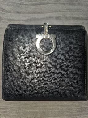 Salvatore Ferragamo Compact Black Leather Wallet